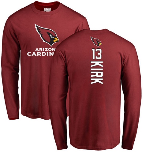 Arizona Cardinals Men Maroon Christian Kirk Backer NFL Football #13 Long Sleeve T Shirt->arizona cardinals->NFL Jersey
